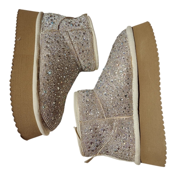 Corkys Shoes - Hey Girl by Corkys Womens Sz 6 Booties "Homebody" All Over Rhinestone Platform